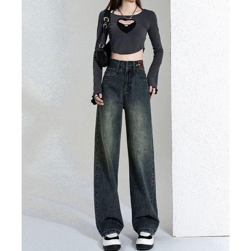 Velvet Straight-Leg High-Waist Jeans for Women - Autumn/Winter Style, Slimming Fit for Pear-Shaped, Petite Frames, Wide-Leg Design. Cement Gray - Extended
Velvet Straight-Leg High-Waist Jeans for Women - Autumn/Winter Style, Slimming Fit for Pear-Shaped, Petite Frames, Wide-Leg Design. Cement Gray - Extended