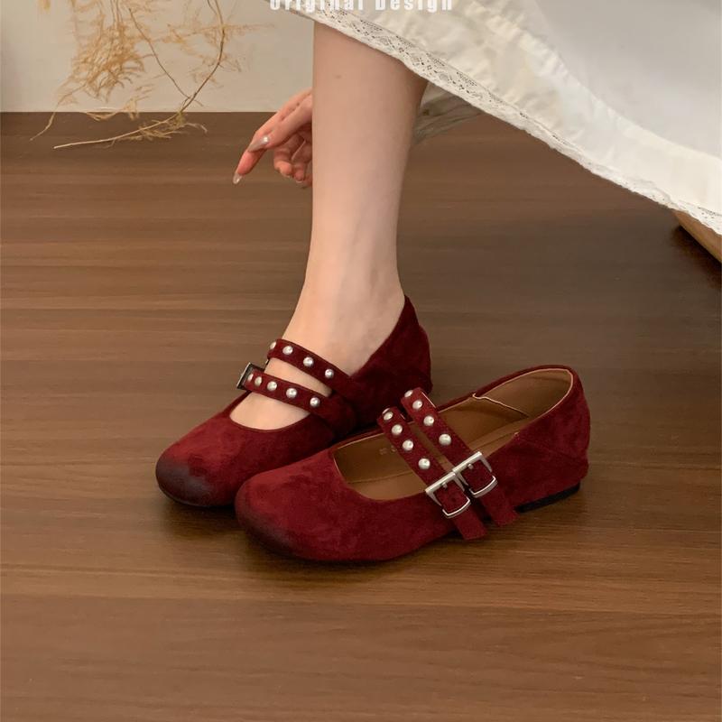 French Retro Inner Heightener Single Shoes Autumn New Round Toe Shallow Mouth Metal Buckle Soft Sole Non-slip Low Top Shoes 40 вина червоного кольору
French Retro Inner Heightener Single Shoes Autumn New Round Toe Shallow Mouth Metal Buckle Soft Sole Non-slip Low Top Shoes 40 вина червоного кольору