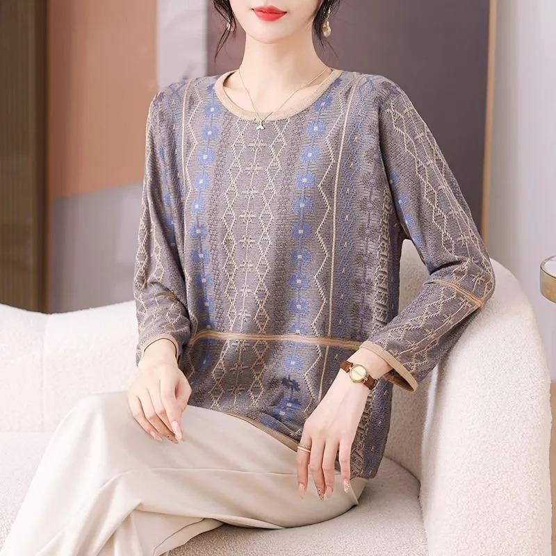 grey and blue geometric jacquard crew neck long sleeve knit top for women L синій
grey and blue geometric jacquard crew neck long sleeve knit top for women L синій