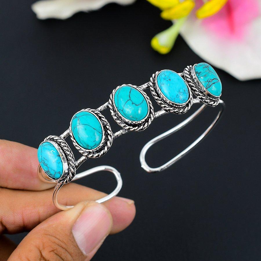Santa Rosa Turquoise Gemstone 925 Sterling Silver Cuff Bangle Adjustable KG-257
Santa Rosa Turquoise Gemstone 925 Sterling Silver Cuff Bangle Adjustable KG-257