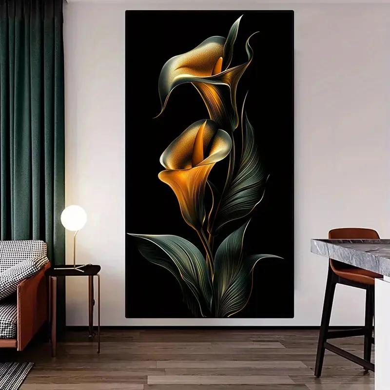 Frameless Modern Abstract Golden Calla Lilies Canvas Wall Art - Black Background with Golden Yellow & Dark Bro 20x40cm No Framed
Frameless Modern Abstract Golden Calla Lilies Canvas Wall Art - Black Background with Golden Yellow & Dark Bro 20x40cm No Framed