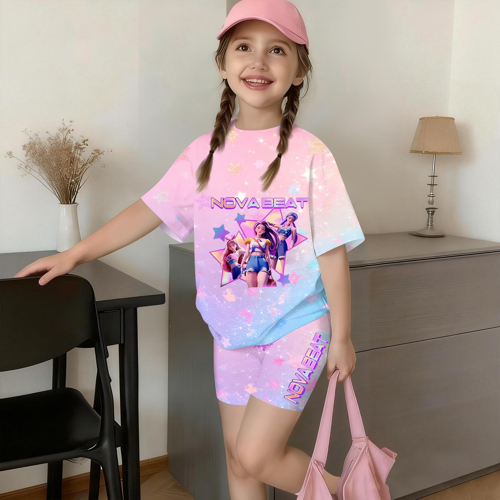 Kids Casual Demon Hunter Print Crew Neck Short Sleeve Top and Pants Set Lightweight Breathable Soft Fabric Comfortable Fit for Everyday Wear 130
Kids Casual Demon Hunter Print Crew Neck Short Sleeve Top and Pants Set Lightweight Breathable Soft Fabric Comfortable Fit for Everyday Wear 130
