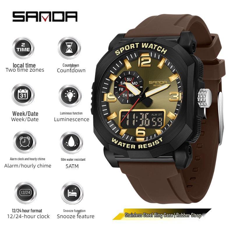 Sanda Men s Multifunctional Waterproof Electronic Watch with Big Dial and Snooze Alarm
Sanda Men s Multifunctional Waterproof Electronic Watch with Big Dial and Snooze Alarm
