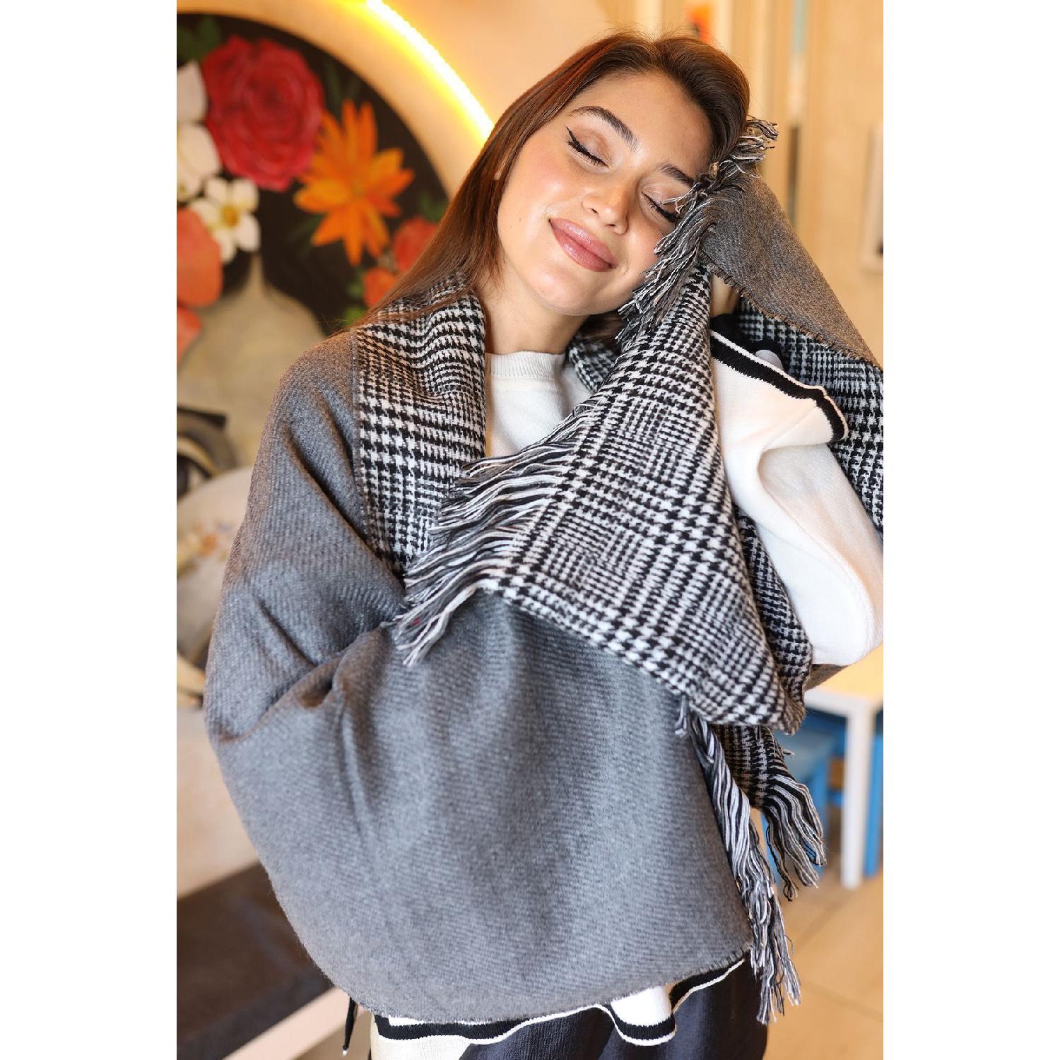 Double Sided Houndstooth Patterned Scarf Shoulder Shawl 70x185 Cm 1212 Anthracite standart мышьяковый
Double Sided Houndstooth Patterned Scarf Shoulder Shawl 70x185 Cm 1212 Anthracite standart мышьяковый