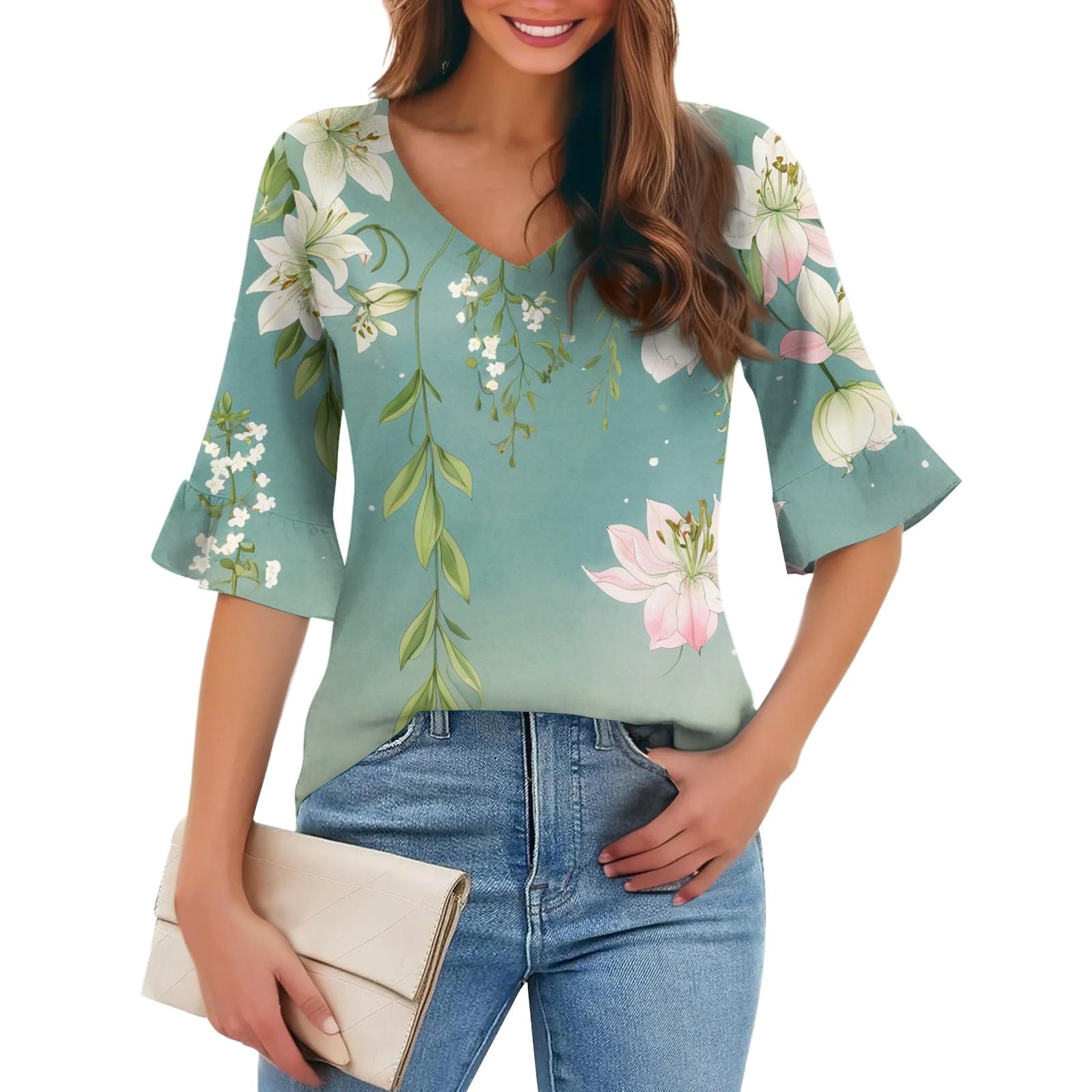 Жіночий повсякденний модний пуловер з V-подібним вирізом Вільна футболка з квітковими рукавами з п’ятиточковим вирізом XL
Жіночий повсякденний модний пуловер з V-подібним вирізом Вільна футболка з квітковими рукавами з п’ятиточковим вирізом XL