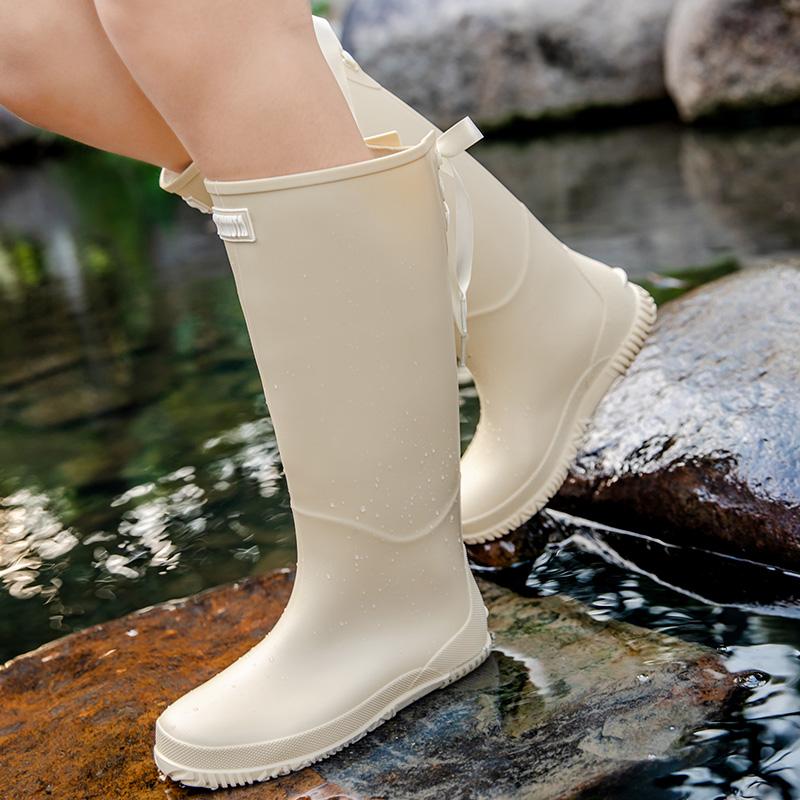 Взрослые дождевые сапоги нового стиля с мягкой подошвой: Стильные водонепроницаемые резиновые сапоги с высоким голенищем для взрослых, уличные сапоги для воды 36 белый