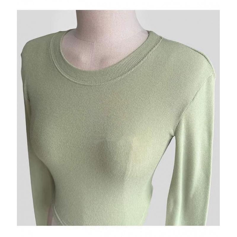Korean Style Curve Hem Figure-Hugging Cropped Long-Sleeve T-Shirt One Size зелений
Korean Style Curve Hem Figure-Hugging Cropped Long-Sleeve T-Shirt One Size зелений
