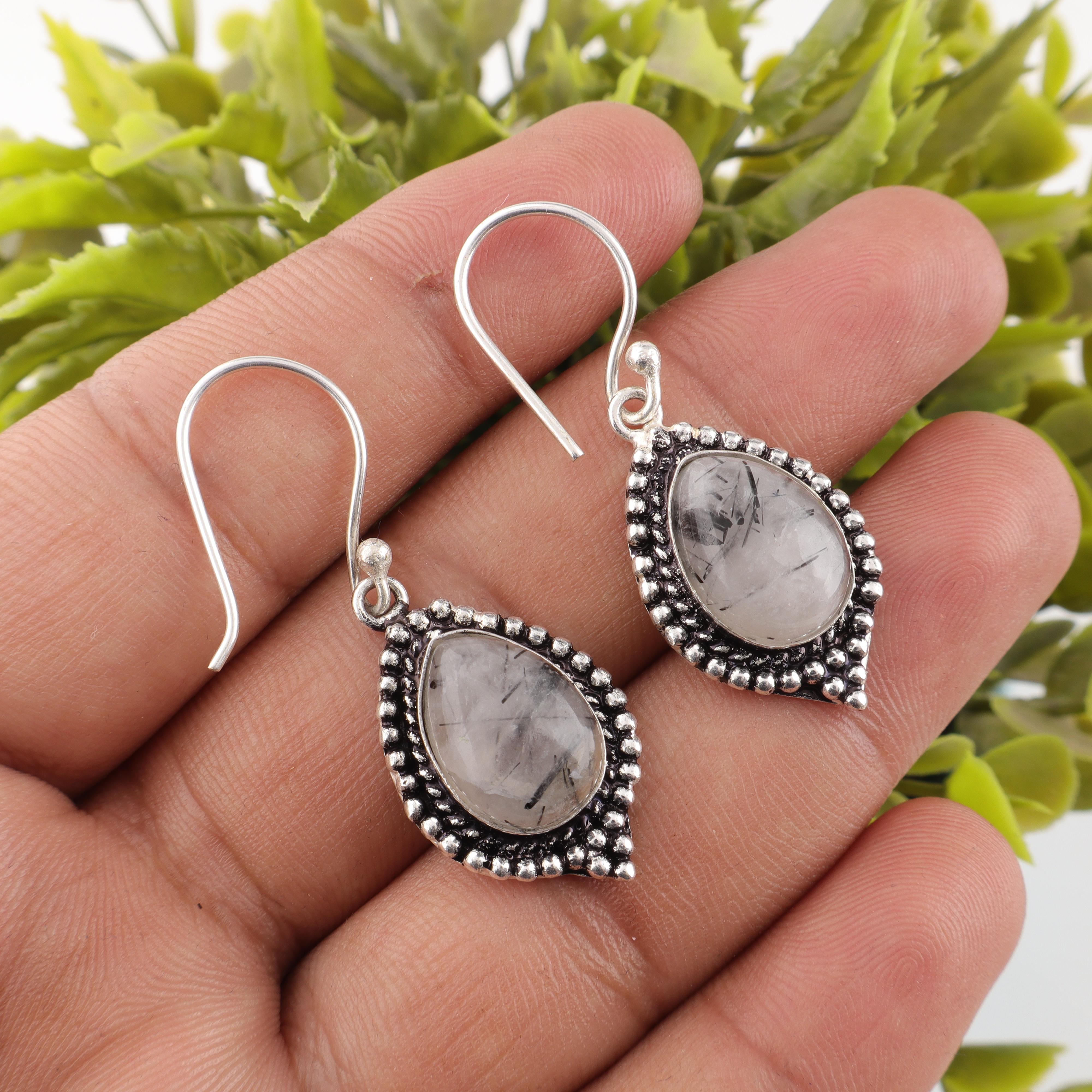 Black Rutile Gemstone Jewelry, 925 Solid Sterling Silver Earrings, Beautiful Silver Earrings, Handmade Bohemian Jewelry For Wedding Gift чорний
Black Rutile Gemstone Jewelry, 925 Solid Sterling Silver Earrings, Beautiful Silver Earrings, Handmade Bohemian Jewelry For Wedding Gift чорний