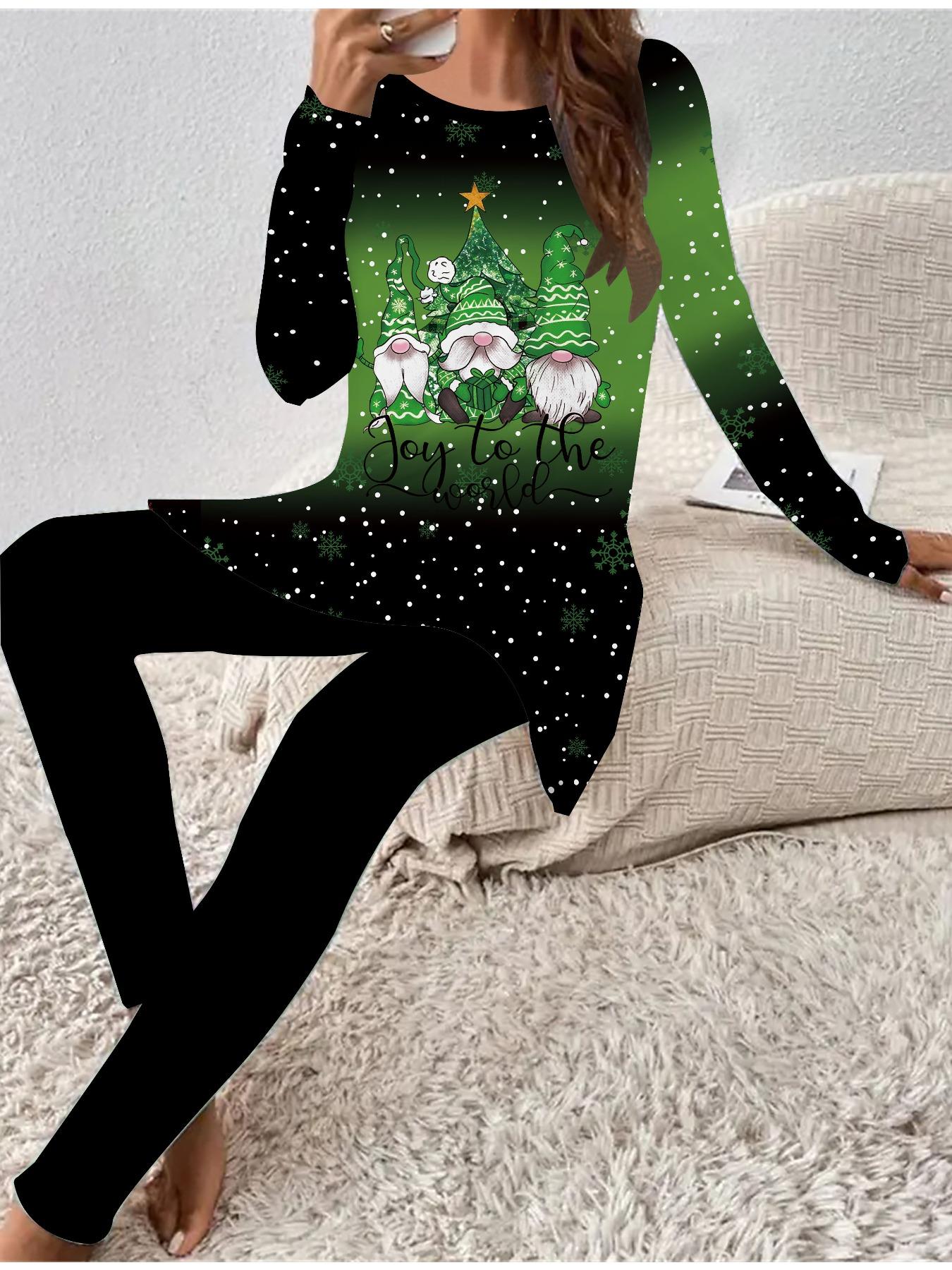 Євро-американська мода 3D Різдвяний принт Жіночий Чотирисезонний Комплект з двох предметів: Футболка з довгим рукавом + Довгі штани. Ідеальний подарунок на Новий рік та Різдво 8XL зелений
Євро-американська мода 3D Різдвяний принт Жіночий Чотирисезонний Комплект з двох предметів: Футболка з довгим рукавом + Довгі штани. Ідеальний подарунок на Новий рік та Різдво 8XL зелений