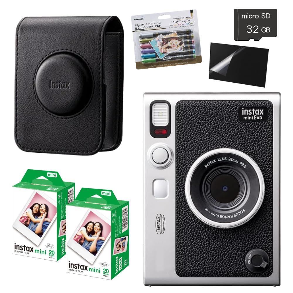 Cheki instax mini Evo Black Case 40 Cheki Films Deco Pen microSD 32GB LCD Protective Film & & & & & (Black, 7-piece set) чорний
Cheki instax mini Evo Black Case 40 Cheki Films Deco Pen microSD 32GB LCD Protective Film & & & & & (Black, 7-piece set) чорний