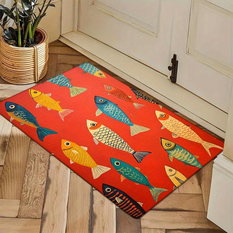 1pc Vibrant Fish Pattern Door Mat - Non-Slip, Absorbent, Machine Washable Polyester Area Mat with Colorful Fish Design on Red Ba 40cm x 60cm
1pc Vibrant Fish Pattern Door Mat - Non-Slip, Absorbent, Machine Washable Polyester Area Mat with Colorful Fish Design on Red Ba 40cm x 60cm