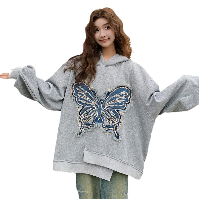 Серый свитер с капюшоном и вышивкой в виде бабочки, женский свободный пуловер на весну и осень XL
Серый свитер с капюшоном и вышивкой в виде бабочки, женский свободный пуловер на весну и осень XL