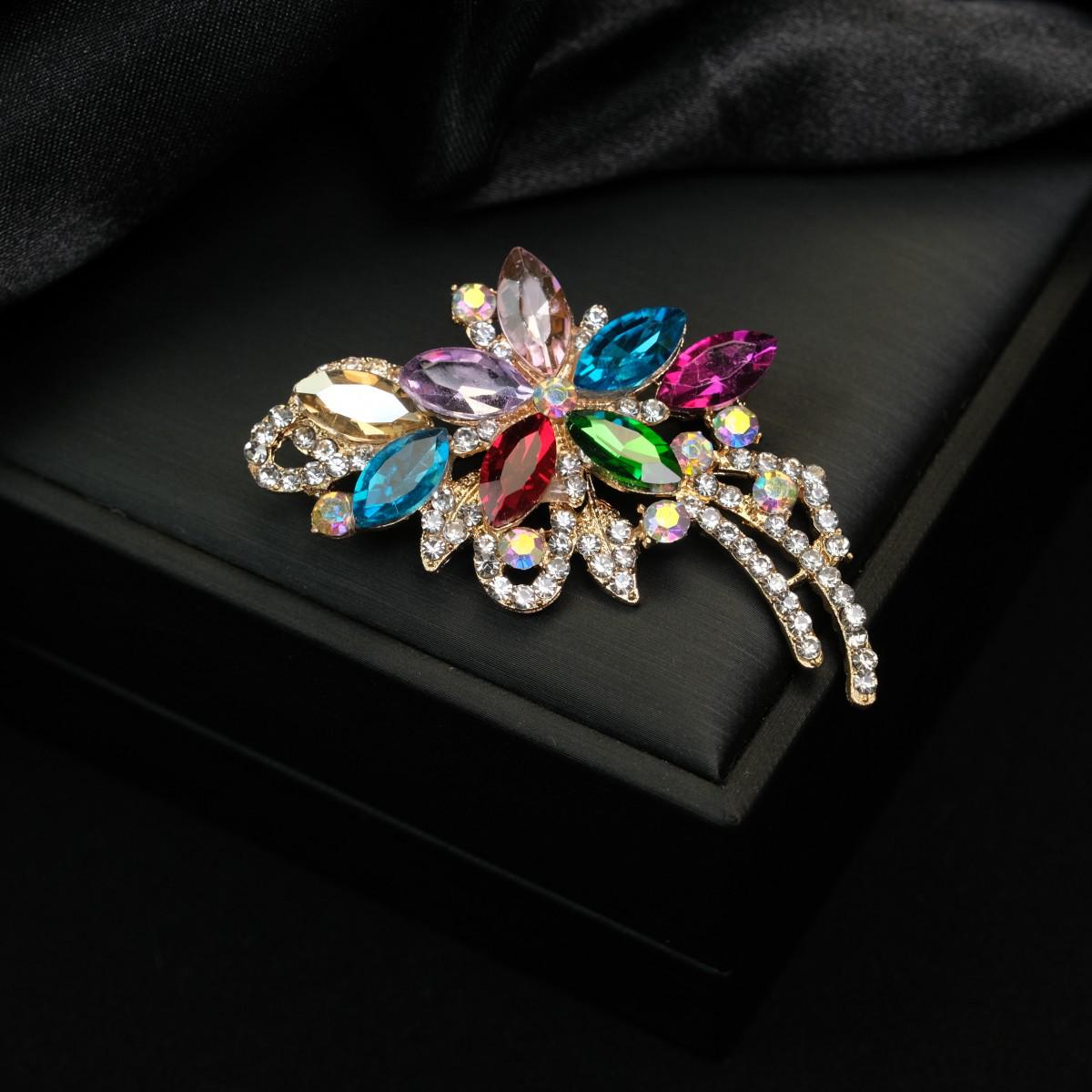 Высококачественная японская и корейская брошь из сплава со стразами - женская модная брошь-булавка для шарфа с кристаллами