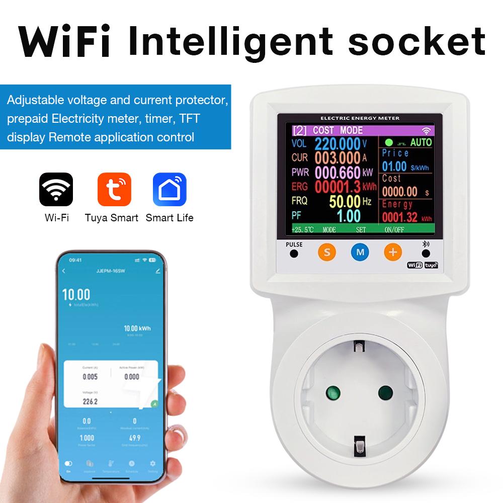WIFI Цифровий ватметр Розумна розетка 265V AC Вимірювач потужності Кіловат Ват Лічильник енергії Вилка білий
WIFI Цифровий ватметр Розумна розетка 265V AC Вимірювач потужності Кіловат Ват Лічильник енергії Вилка білий