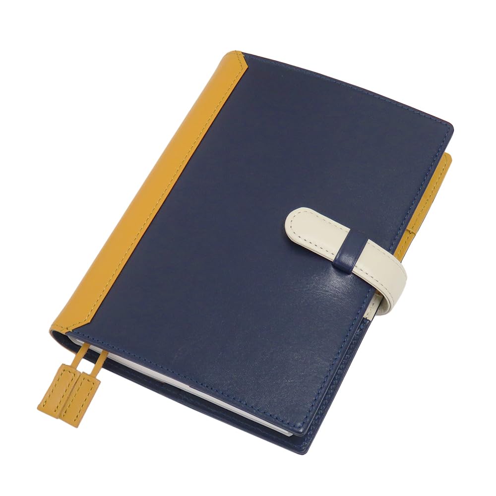 Notebook cover B6 size genuine leather with bicolor x Mustard (Seal Al) belt, CLuaR-TC (05.Navy Yellow)
Notebook cover B6 size genuine leather with bicolor x Mustard (Seal Al) belt, CLuaR-TC (05.Navy Yellow)