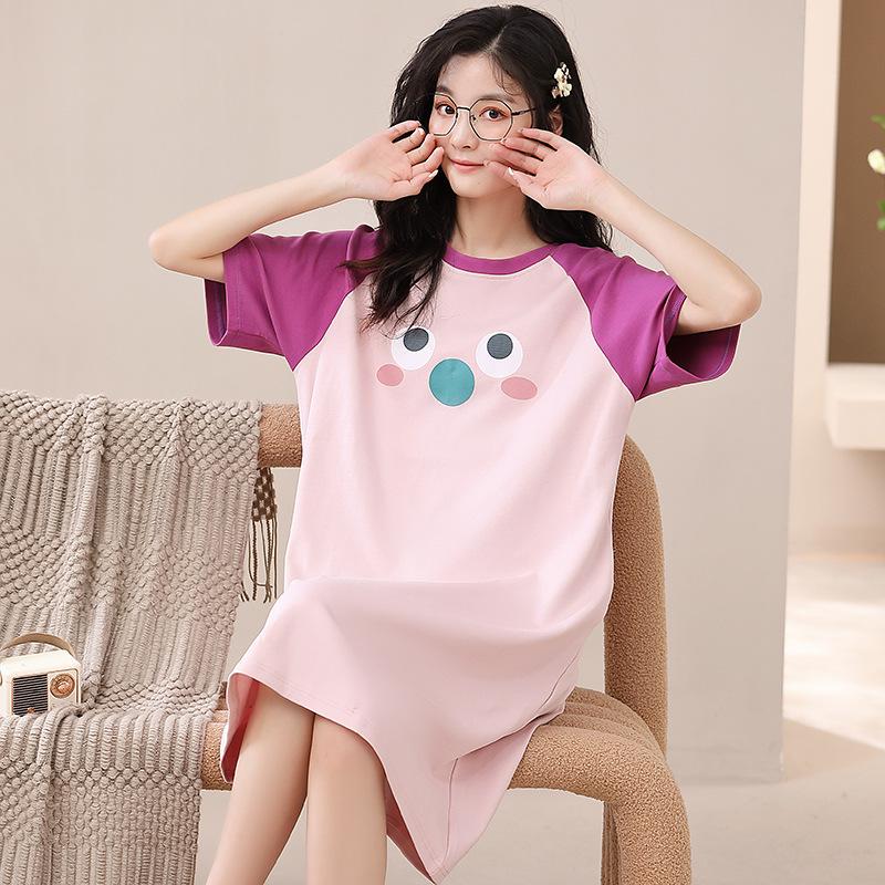 Korean Style Cute Cartoon Pure Cotton Nightgown for Women - Lightweight, Soft, and Cool Summer Pajamas M
Korean Style Cute Cartoon Pure Cotton Nightgown for Women - Lightweight, Soft, and Cool Summer Pajamas M