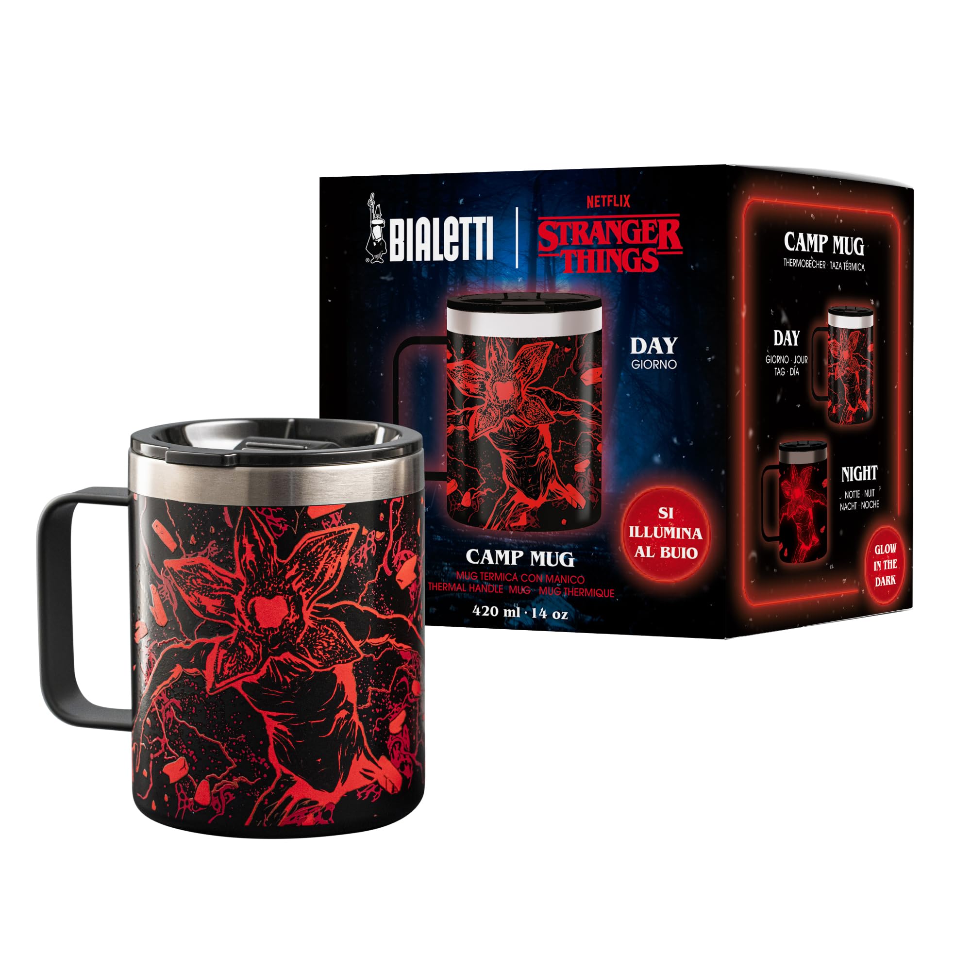 Кружка для кемпинга Bialetti Stranger Things, светящаяся в темноте чёрный
Кружка для кемпинга Bialetti Stranger Things, светящаяся в темноте чёрный