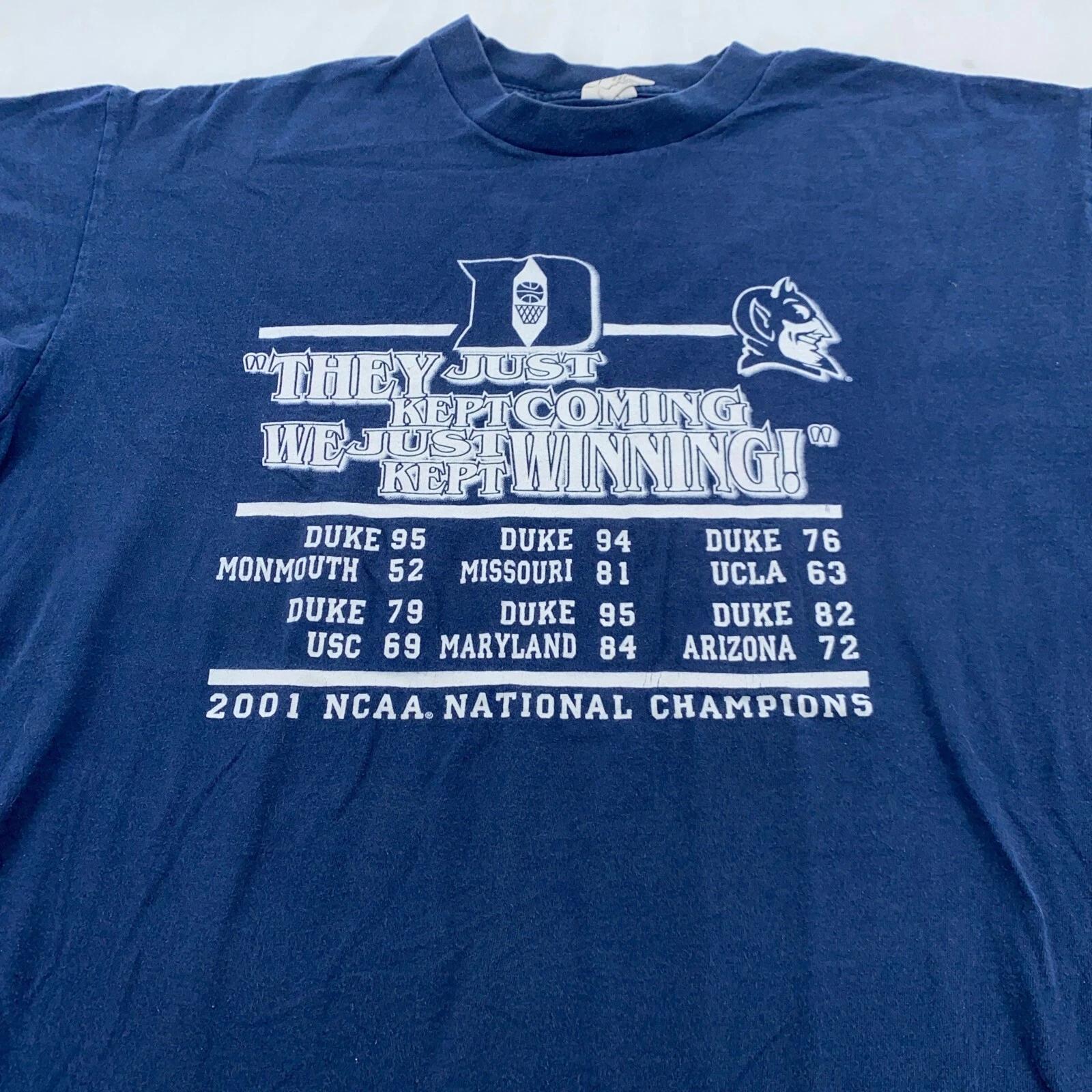 vintage 2001 DUKE NCAA NATIONAL CHMAPS T-Shirt XL/2XL sports college university 4XL
vintage 2001 DUKE NCAA NATIONAL CHMAPS T-Shirt XL/2XL sports college university 4XL