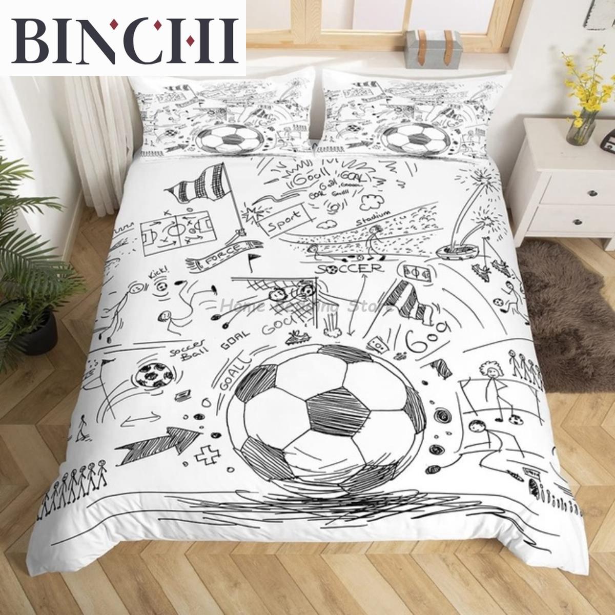 White Black Football Bedding Set Ball Sports Bed Linen Double Queen King Twin Full Size Boys Teens Soccer Duvet Cover Set Gifts EU single(135x200cm)
White Black Football Bedding Set Ball Sports Bed Linen Double Queen King Twin Full Size Boys Teens Soccer Duvet Cover Set Gifts EU single(135x200cm)