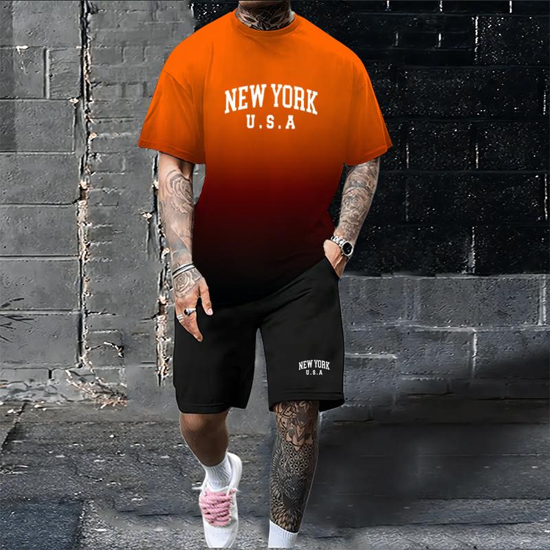 Men s 2-piece men s gradient set summer fashion trend style short sleeved T-shirt+pants street wear new style XL
Men s 2-piece men s gradient set summer fashion trend style short sleeved T-shirt+pants street wear new style XL