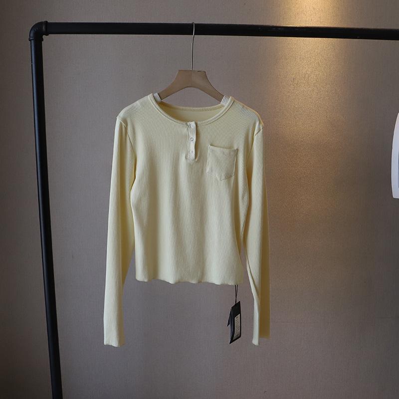 2025 Весна Корейский стиль Женская футболка с прямыми плечами, длинным рукавом и карманом One Size жёлтый/горчичный
2025 Весна Корейский стиль Женская футболка с прямыми плечами, длинным рукавом и карманом One Size жёлтый/горчичный