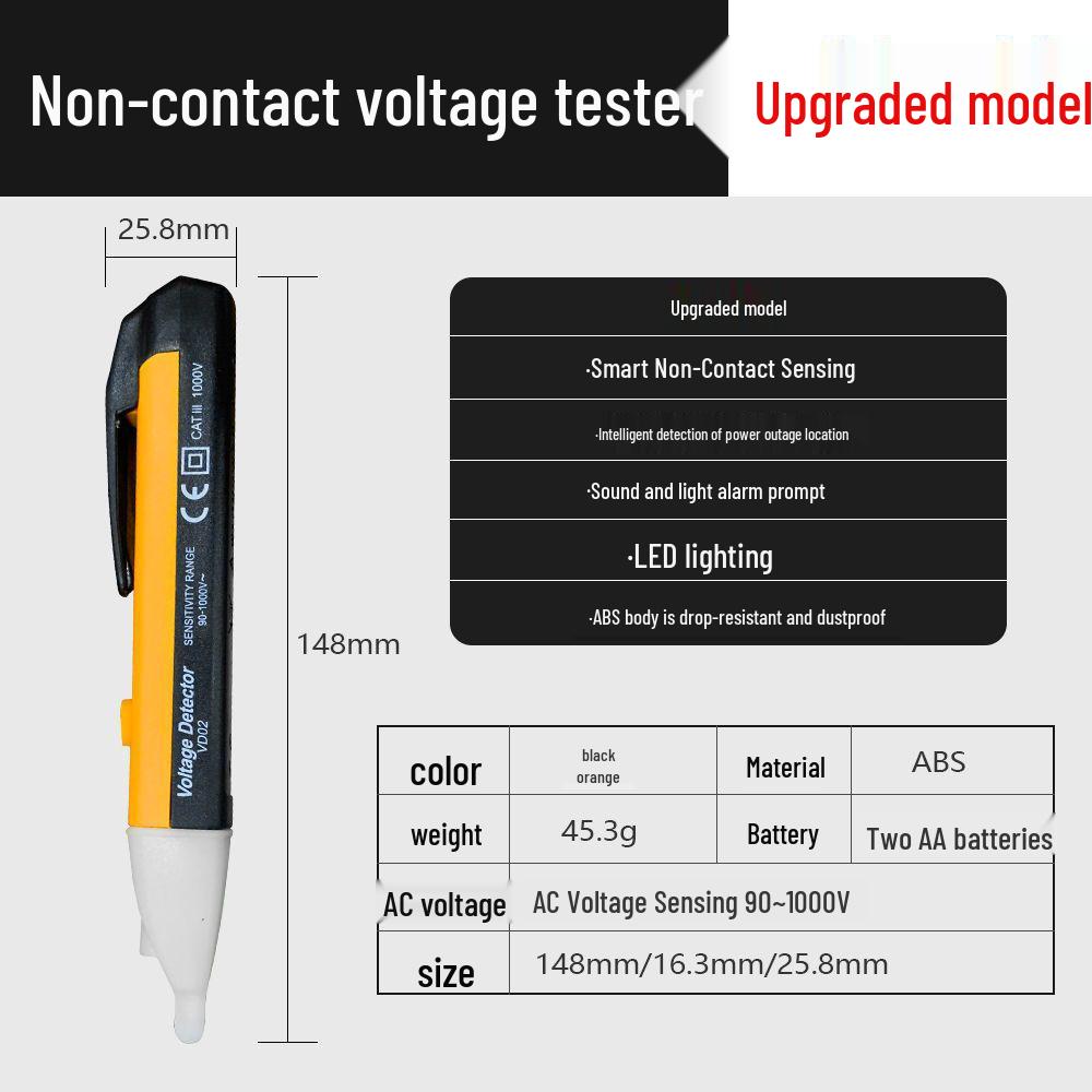 VD02 Non-contact Digital Voltage Tester with LED
VD02 Non-contact Digital Voltage Tester with LED