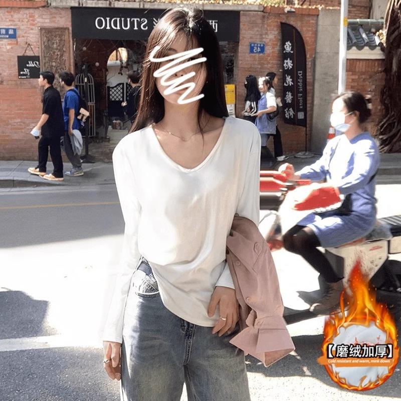 Lazy wind drape white pure desire u-neck long-sleeved T-shirt women s early autumn inner cover Spice Girl loose and thin bottoming shirt top XL
Lazy wind drape white pure desire u-neck long-sleeved T-shirt women s early autumn inner cover Spice Girl loose and thin bottoming shirt top XL