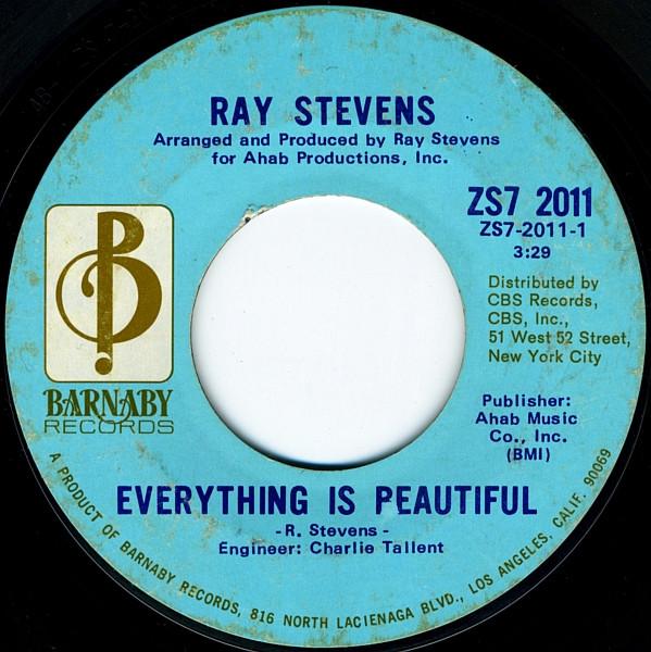 7inch Record RAY STEVENS - Everything Is Beautiful ZS72011 Barnaby Records 1970 US Rock Used
7inch Record RAY STEVENS - Everything Is Beautiful ZS72011 Barnaby Records 1970 US Rock Used
