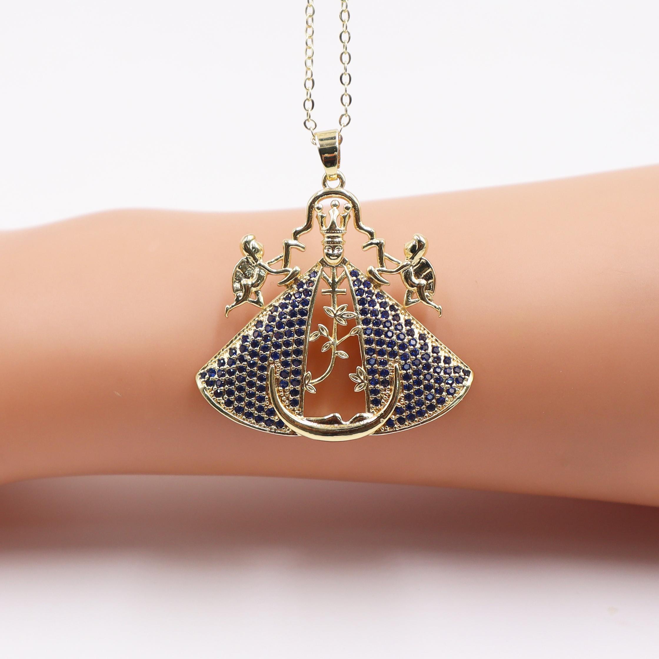 New Creative Design Our Lady of Aparecida Necklace Gold Copper Virgin Mary Zircon Pendant For Charming Man Woman Zircon Gift
New Creative Design Our Lady of Aparecida Necklace Gold Copper Virgin Mary Zircon Pendant For Charming Man Woman Zircon Gift