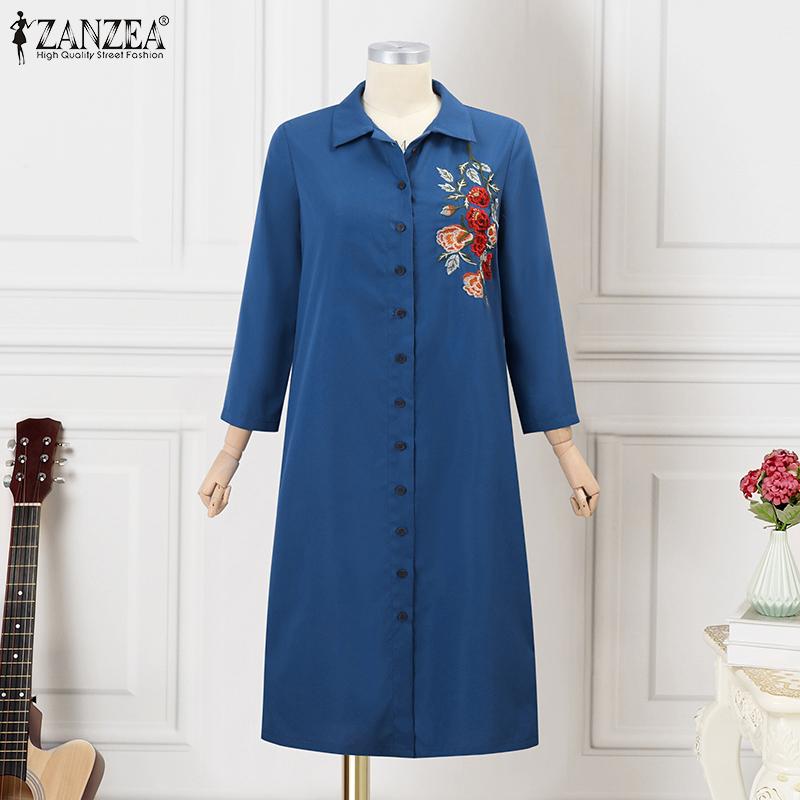 VONDA Women Shirt Collar Long Sleeve Button Floral Printed Loose Dress
VONDA Women Shirt Collar Long Sleeve Button Floral Printed Loose Dress