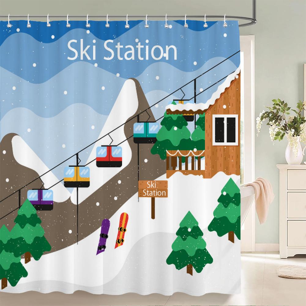 Winter Ski Station Cedar Plant Shower Curtains Bathroom Curtain Frabic Waterproof Polyester Bath Curtain With Hooks Decoration W60H190(CM)-1 Pcs
Winter Ski Station Cedar Plant Shower Curtains Bathroom Curtain Frabic Waterproof Polyester Bath Curtain With Hooks Decoration W60H190(CM)-1 Pcs