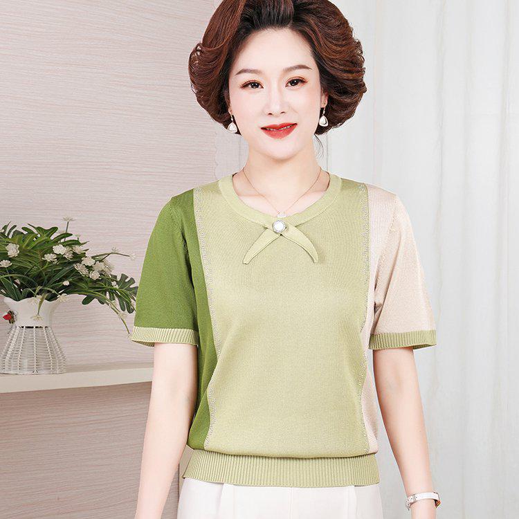 Color Block Knit Short Sleeve T-Shirt for Middle-aged and Elderly Women - Comfortable Summer Top 3XL (recommended 140-160 jin) зелёный
Color Block Knit Short Sleeve T-Shirt for Middle-aged and Elderly Women - Comfortable Summer Top 3XL (recommended 140-160 jin) зелёный