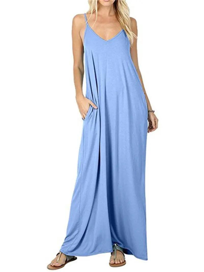 2026 European & American Fashion Strappy Maxi Dress: Solid Color, Loose Fit, Casual with Pockets. M світло-синій колір
2026 European & American Fashion Strappy Maxi Dress: Solid Color, Loose Fit, Casual with Pockets. M світло-синій колір