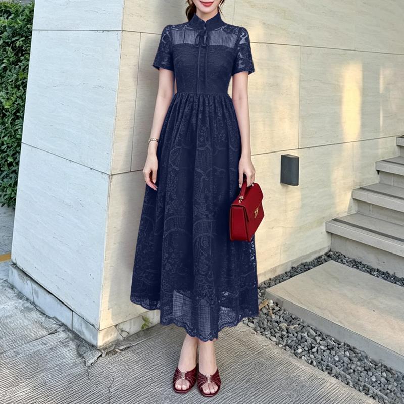 ZANZEA Women Elegant Hollow Lace Patchwork Casual Short Sleeve Dress 5XL Темно-синій
ZANZEA Women Elegant Hollow Lace Patchwork Casual Short Sleeve Dress 5XL Темно-синій