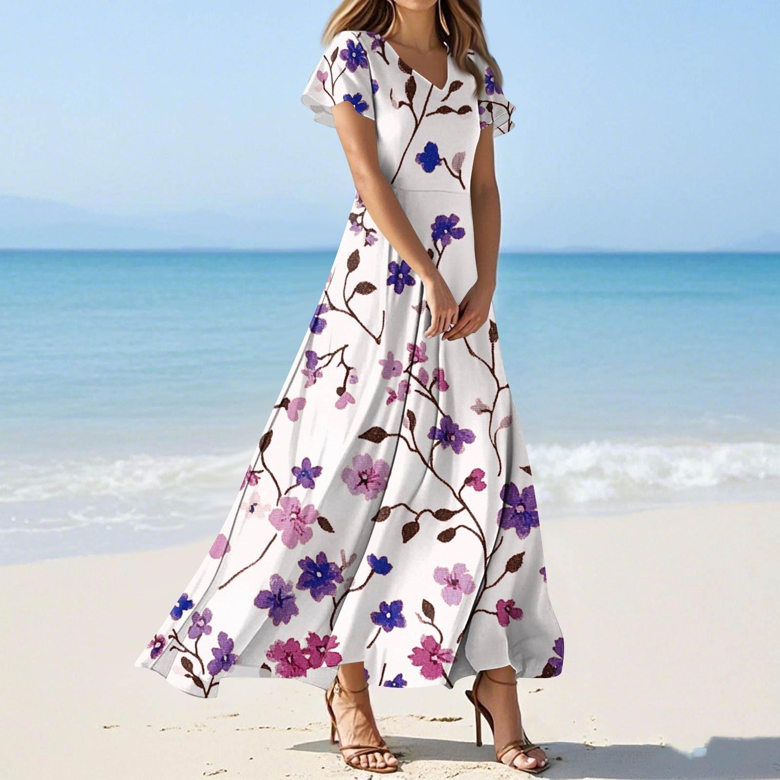 Жіночі літні модні повсякденні сукні з квітковим принтом Сукні з V-подібним вирізом і короткими рукавами XL фіолетовий
Жіночі літні модні повсякденні сукні з квітковим принтом Сукні з V-подібним вирізом і короткими рукавами XL фіолетовий