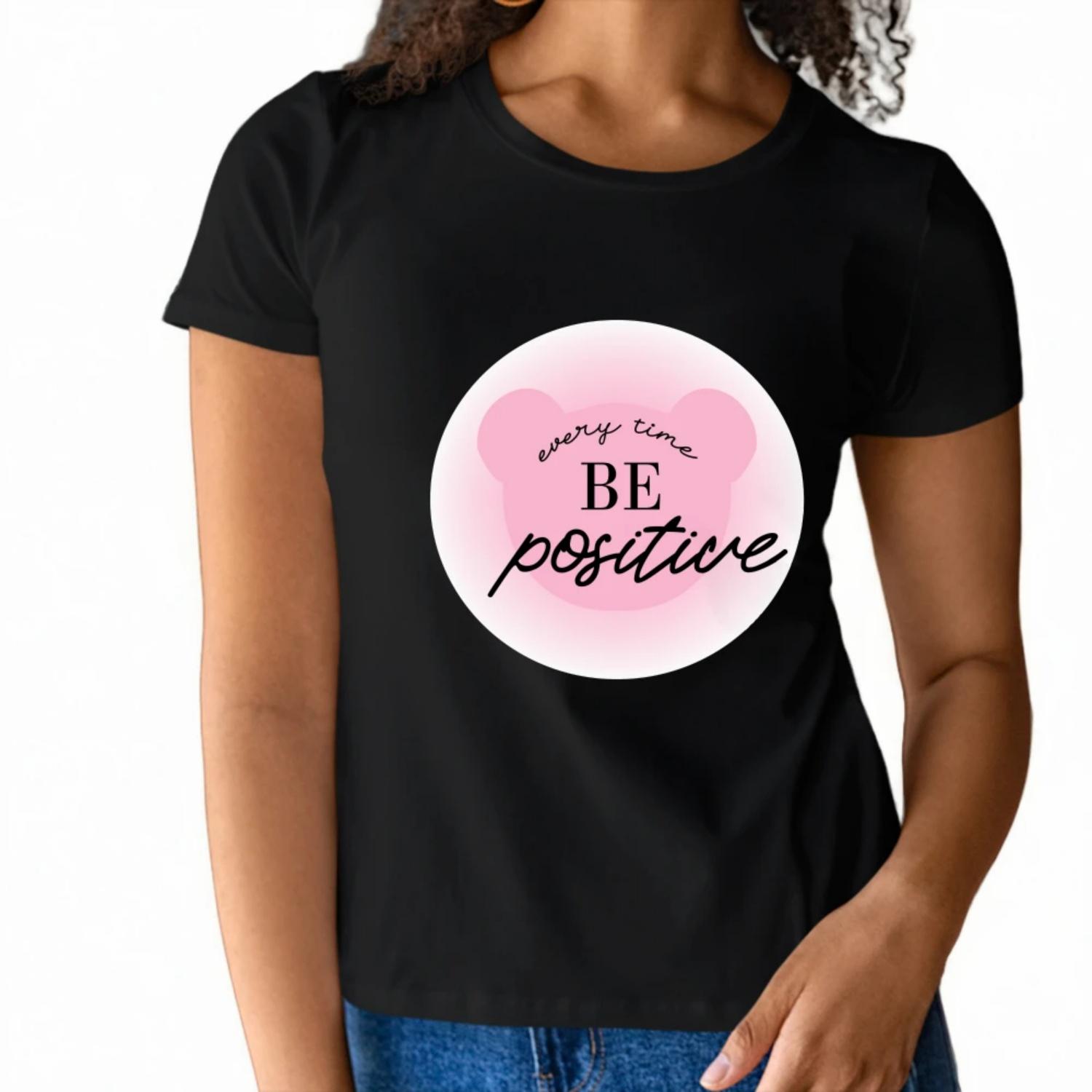 Inspirational Womens Short Sleeve T Shirt Be Positive Design with Pink Bear shaped Circle for an Uplifting Summer Look S чёрный
Inspirational Womens Short Sleeve T Shirt Be Positive Design with Pink Bear shaped Circle for an Uplifting Summer Look S чёрный