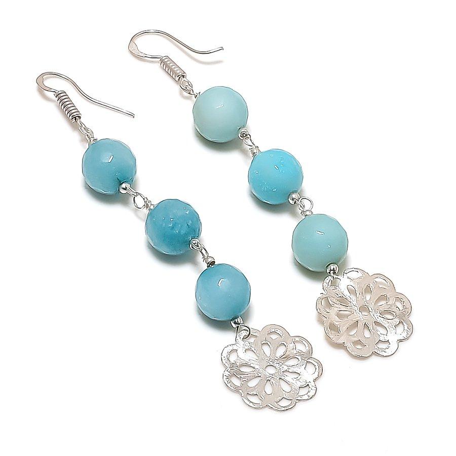 Blue Chalcedony Gemstone Handmade 925 Sterling Silver Jewelry Earring 3.35 GK-7329
Blue Chalcedony Gemstone Handmade 925 Sterling Silver Jewelry Earring 3.35 GK-7329