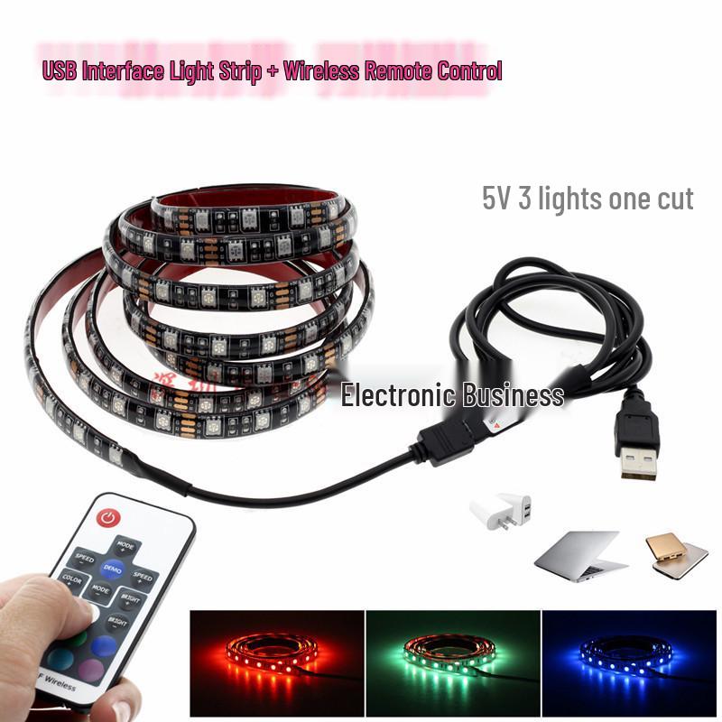 5V USB RGB LED TV Backlight Strip with Remote - 16 Colors & Flash Mode 0.5m Light Strip + 17-Key Remote
5V USB RGB LED TV Backlight Strip with Remote - 16 Colors & Flash Mode 0.5m Light Strip + 17-Key Remote