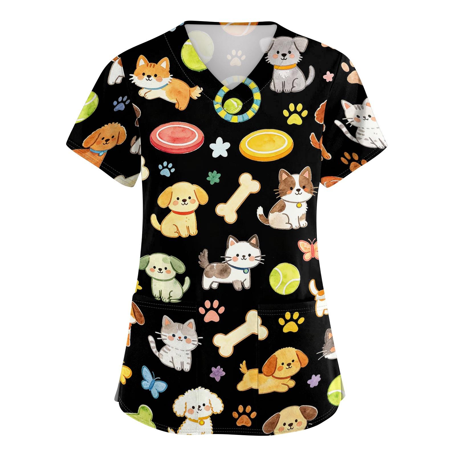 Women V Neck Short Sleeve Work Top with Pockets Animal Print Scrub Shirt for Healthcare Professionals Comfortable Fit XXXXL чёрный
Women V Neck Short Sleeve Work Top with Pockets Animal Print Scrub Shirt for Healthcare Professionals Comfortable Fit XXXXL чёрный