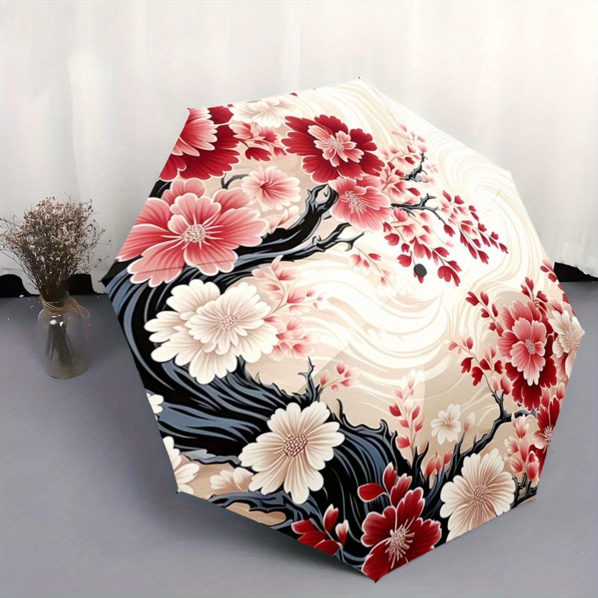 Cherry Blossom Floral Automatic Folding Umbrella - 8-Rib Durable Frame, Red & White Floral Design, Compact Travel Umbrella for (as the picture,Iron&8K)
Cherry Blossom Floral Automatic Folding Umbrella - 8-Rib Durable Frame, Red & White Floral Design, Compact Travel Umbrella for (as the picture,Iron&8K)