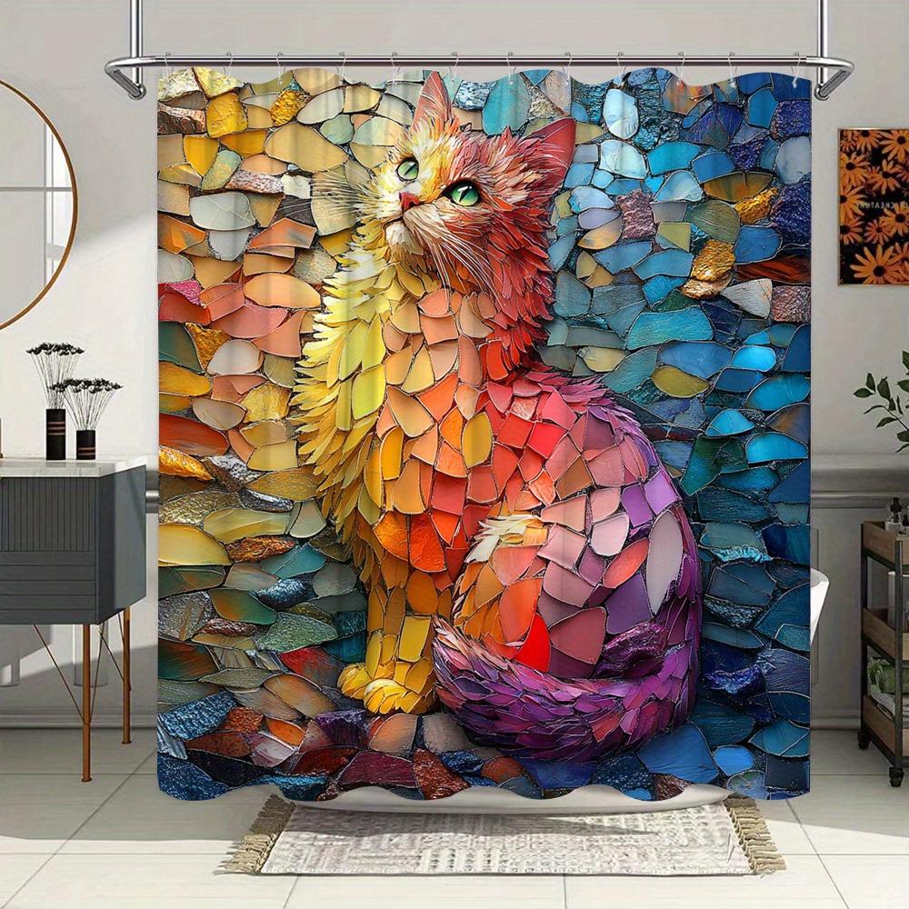 Colorful Mosaic Cat Waterproof Shower Curtain For Modern Bathroom Decor, Stylish And Durable, Perfect For Home Use W60H190(CM)-1 Pcs
Colorful Mosaic Cat Waterproof Shower Curtain For Modern Bathroom Decor, Stylish And Durable, Perfect For Home Use W60H190(CM)-1 Pcs