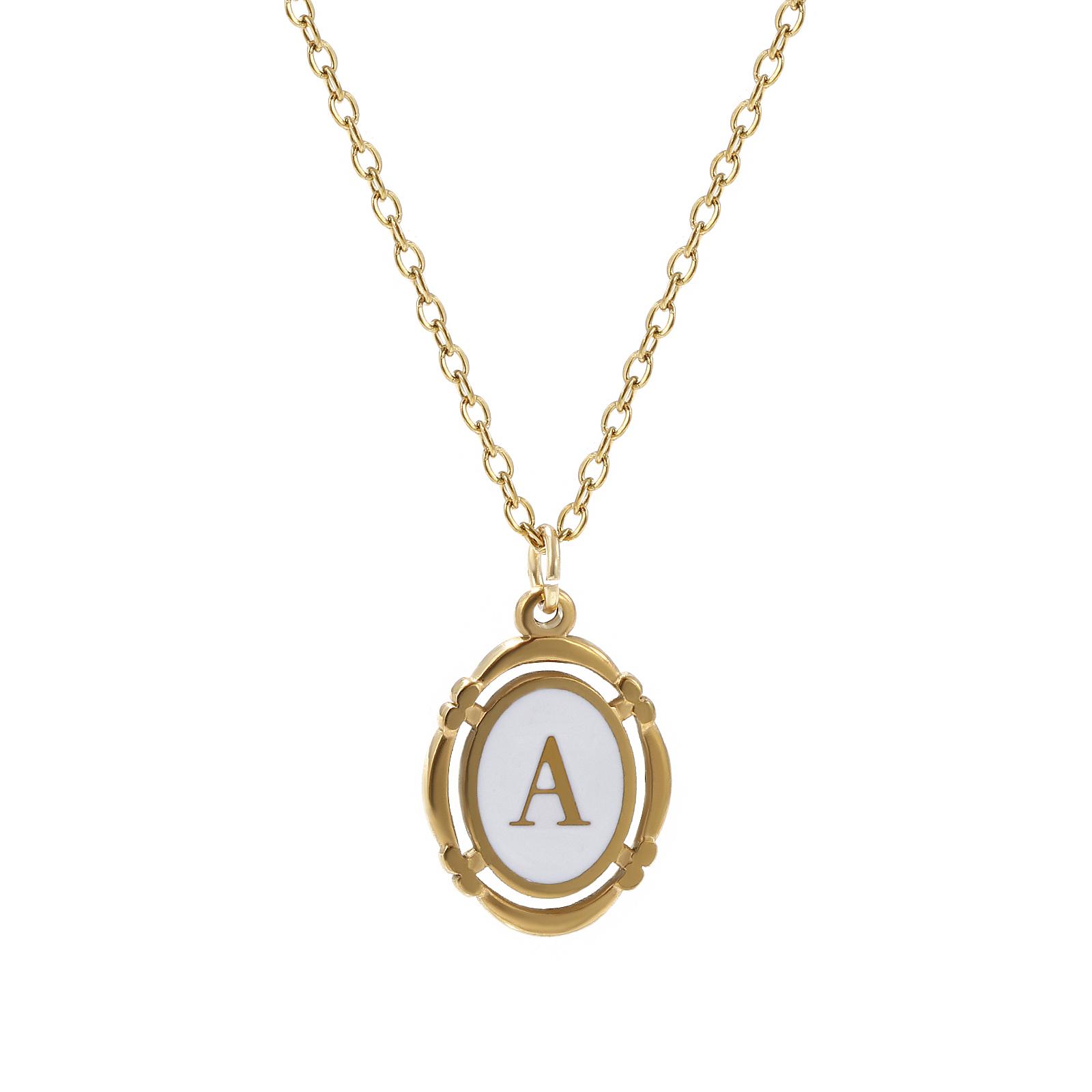 304 Stainless Steel White Capital Alphabet A-Z Letter Pendant Necklace Oval 18K Gold Plated For Women Unisex Necklace 45cm
304 Stainless Steel White Capital Alphabet A-Z Letter Pendant Necklace Oval 18K Gold Plated For Women Unisex Necklace 45cm