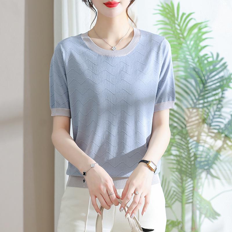 Stylish Ice Silk Short-Sleeve Knit Top for Middle-Aged Women 5XL (Recommended for 75-82.5 kg) серый/синий
Stylish Ice Silk Short-Sleeve Knit Top for Middle-Aged Women 5XL (Recommended for 75-82.5 kg) серый/синий