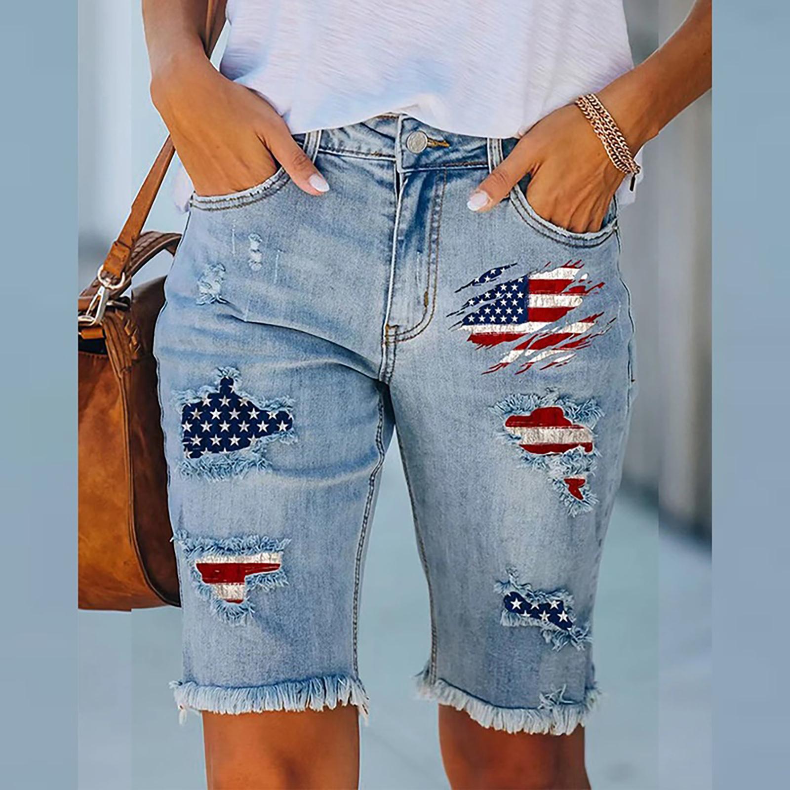 Women’s Mid Waist Straight Leg Denim Shorts Distressed Ripped Five Pocket Printed Knee Length Casual Pants L синий
Women’s Mid Waist Straight Leg Denim Shorts Distressed Ripped Five Pocket Printed Knee Length Casual Pants L синий