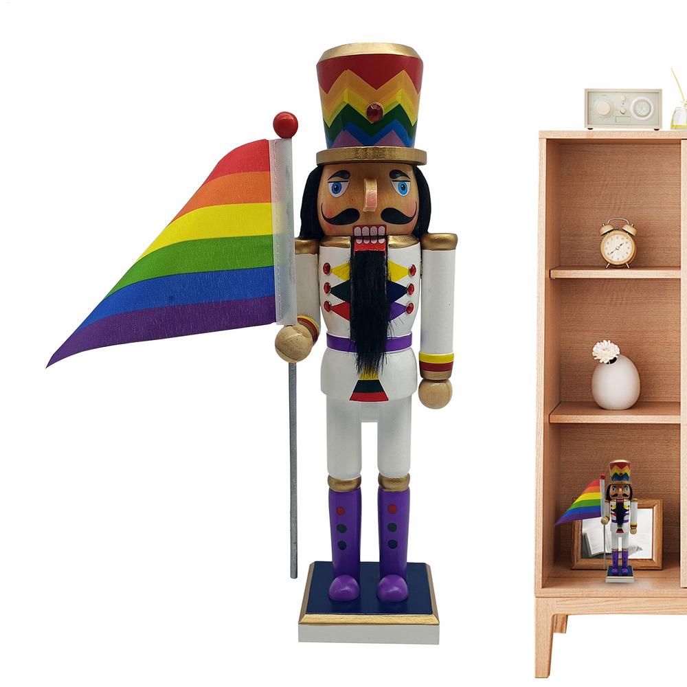 Nutcracker Sculpture Christmas Wood Nutcracker Figurine Seasonal Display Scene Prop With Rainbow Flag For Women Men Friends
Nutcracker Sculpture Christmas Wood Nutcracker Figurine Seasonal Display Scene Prop With Rainbow Flag For Women Men Friends
