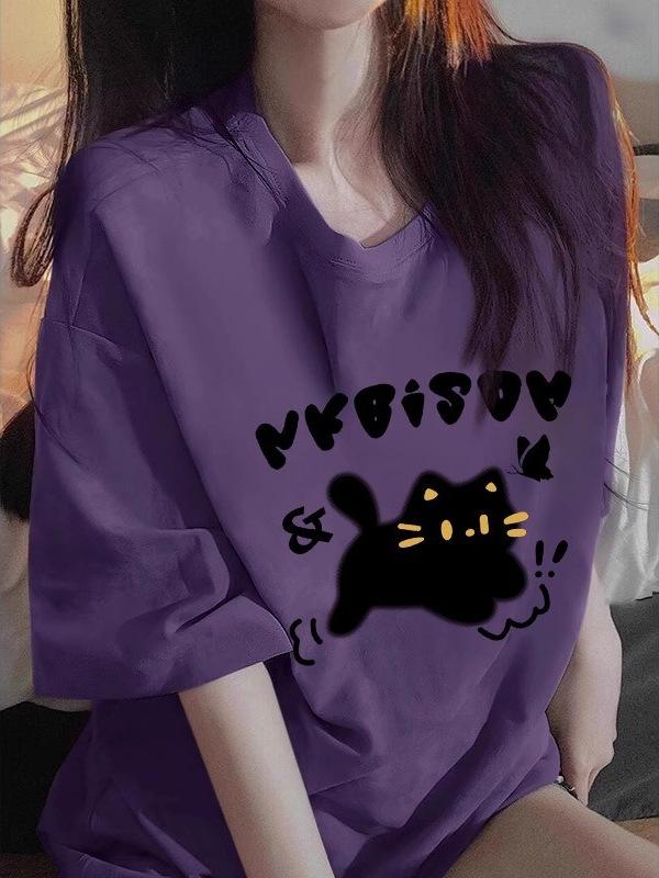 Women s Retro Slimming Grape Purple Short-Sleeve Cat T-Shirt - Summer Cotton Loose Fit Design XXL
Women s Retro Slimming Grape Purple Short-Sleeve Cat T-Shirt - Summer Cotton Loose Fit Design XXL