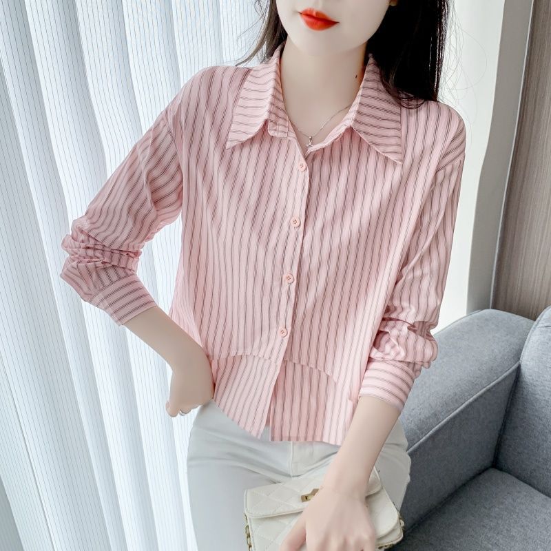 Women s Striped Shirt Asymmetric Hem with Button-Up Collar Long Sleeves S рожевий
Women s Striped Shirt Asymmetric Hem with Button-Up Collar Long Sleeves S рожевий