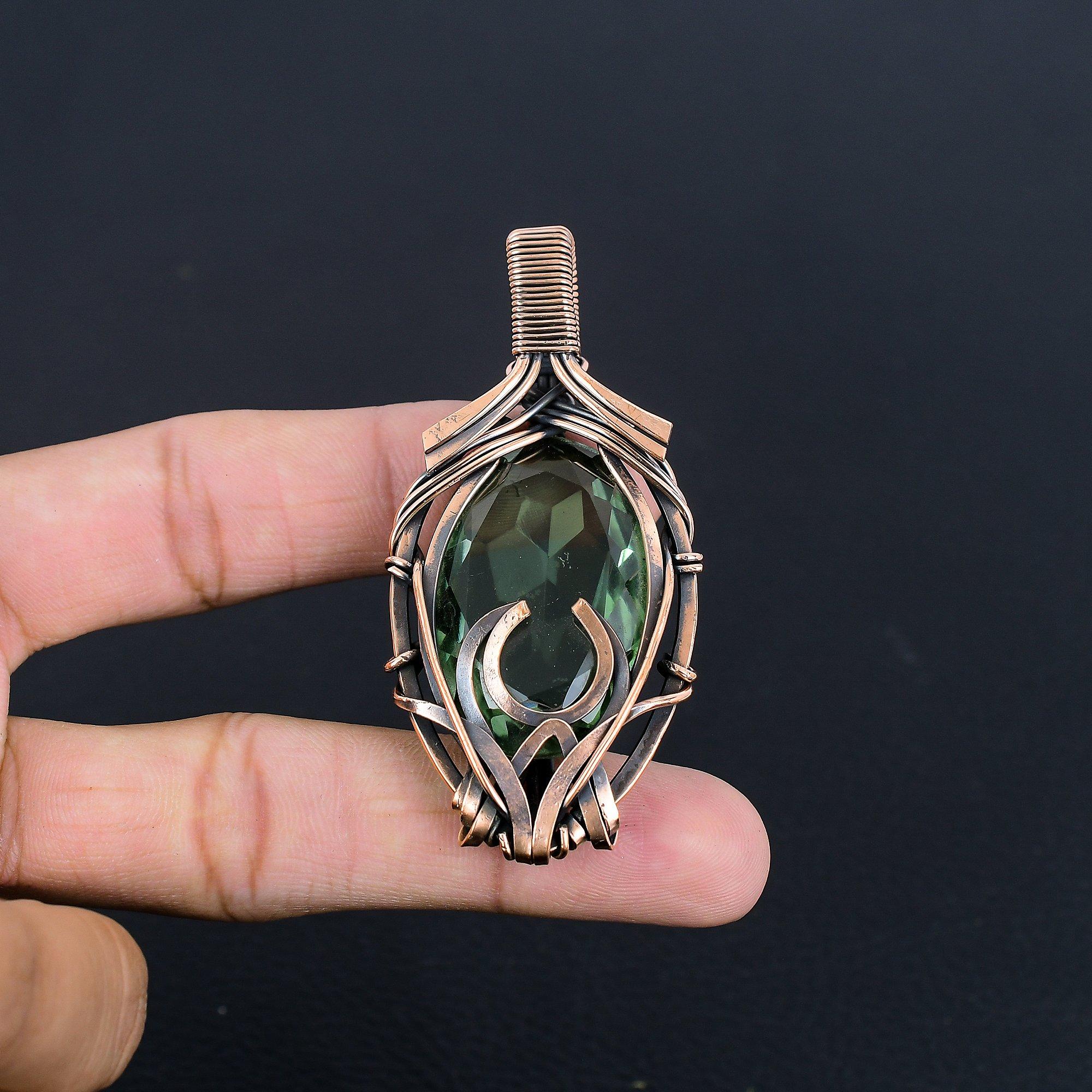 Green Amethyst Gemstone Pendant, 999 Copper Wire Wrapped Pendant, Handmade Antique Jewelry, Gift For Mother Day 2.55 Inches
Green Amethyst Gemstone Pendant, 999 Copper Wire Wrapped Pendant, Handmade Antique Jewelry, Gift For Mother Day 2.55 Inches
