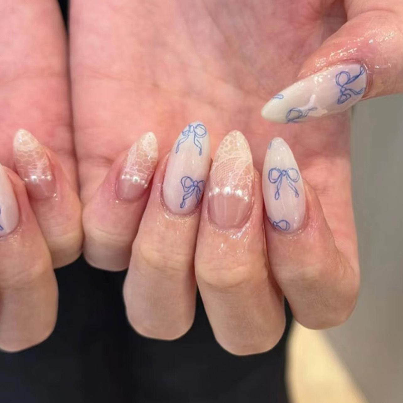 Blue bow manicure wearing nail piece, hot-selling wearable fake nail nail piece in Europe and America
Blue bow manicure wearing nail piece, hot-selling wearable fake nail nail piece in Europe and America