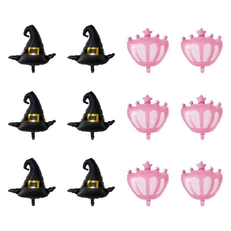 Pack of 12 Elegant Black Witch Hat Balloons and Pink Princess Crown Balloons Stylish Parties Supplies for Themed Event 1
Pack of 12 Elegant Black Witch Hat Balloons and Pink Princess Crown Balloons Stylish Parties Supplies for Themed Event 1